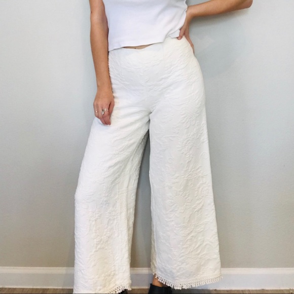 Vintage white wide leg high waisted tapestry pants - Picture 3 of 8